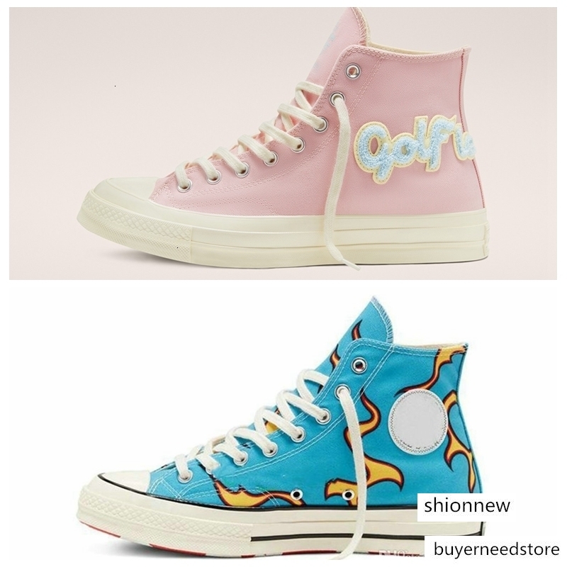 

OG Quality Golf Le Fleur x Chuck 70 Chenille Flames Hi Men Women Star Skateborad Shoes GLF 1970s High Pink Blue Canvas Sneakers, #1