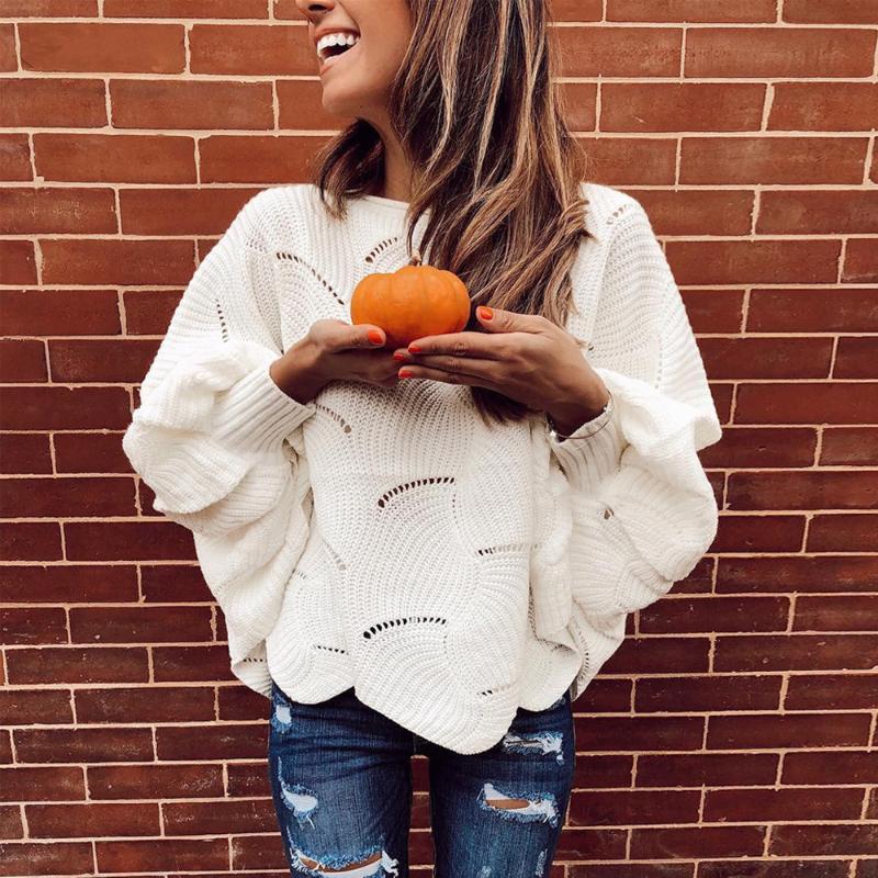 

Sweaters women winter Pullover 2019 jumpers knitted clothes fashion Bat Sleeve Sweater Jacket female Large Size Women' Sweater, White