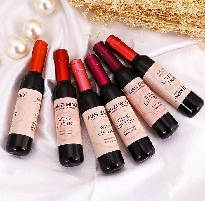 

New Arrival Red Wine Bottle Matte lip tint Lip Gloss Waterproof Long Lasting Lipgloss Moisturize Lip Tint Cosmetic Liquid Lipstick 6 Colors, Mixed color