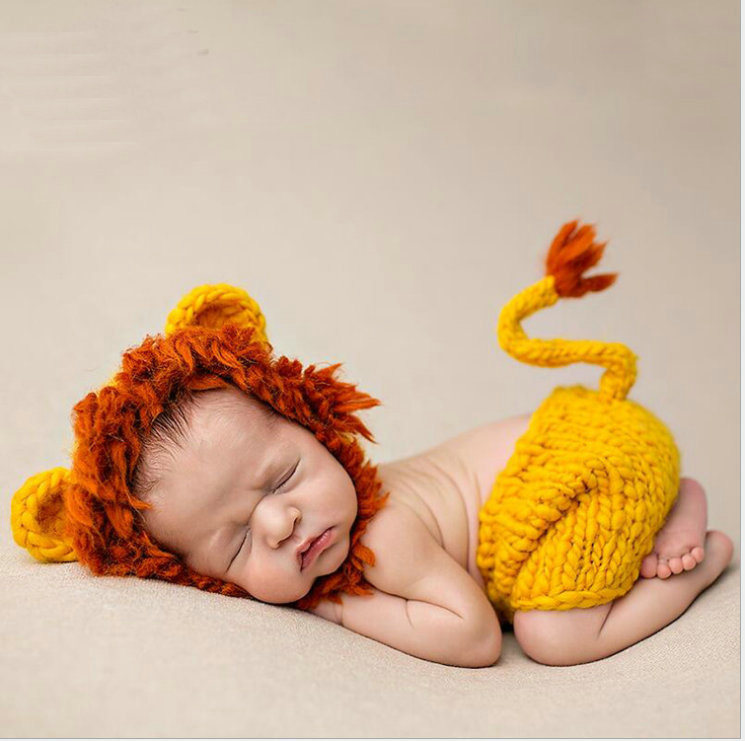 

Newborn Baby Crochet Knit Costume Photo Photography Prop Girls Boys Outfits Fotografia Clothes and Accessories lion Photo Shoot, As picture