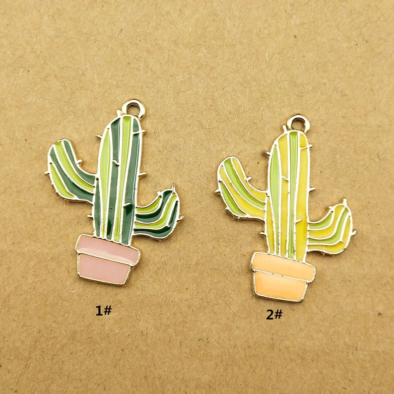 10pcs Charms Silver Cactus Plant Charm Pendant DIY Alloy Jewelry Making Supplies