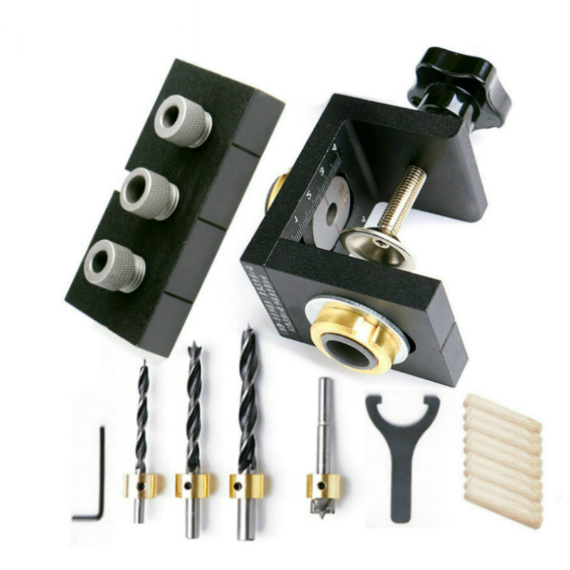 

Woodworking Drill Bit Positioning Pin Fixture Drilling Locator Kit Woodworking Locator Tool with Step Drill