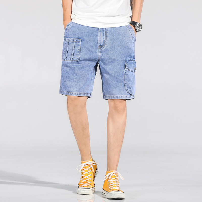 

Men's Blue Denim Shorts Men's Fashion Casual Loose Oversize Denim Shorts Cotton Multi-pocket Large Size Cargo Short Jeans 7XL