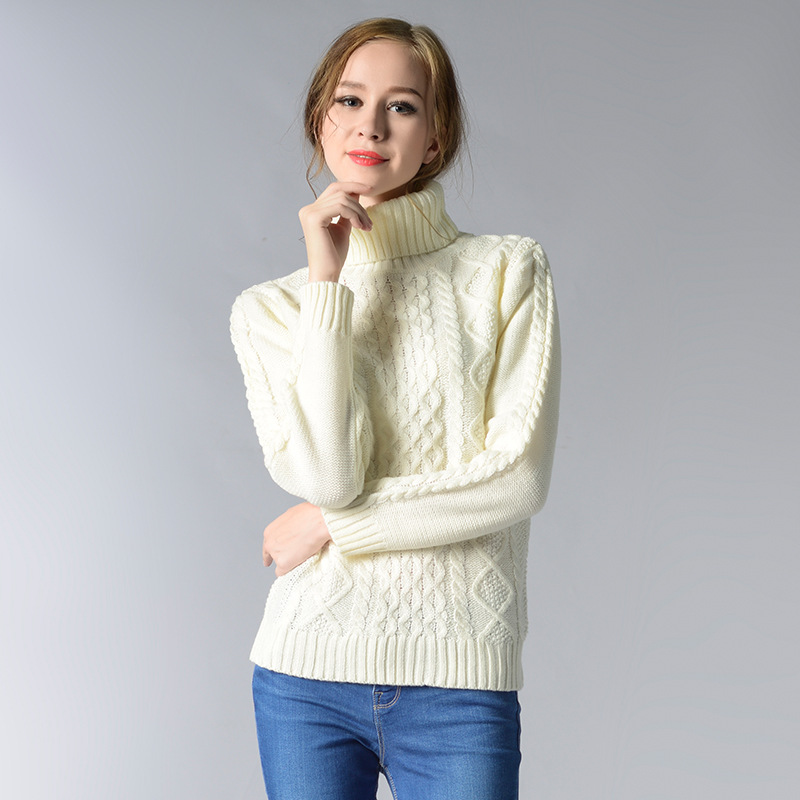 

Fashion women' clothing sweater woman turtleneck sweater long-sleeved render unlined upper garment, Black