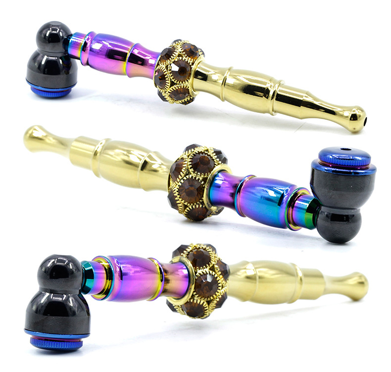 

Zinc Alloy Metal Smoking Pipe with Beads 12MM Metal Bowl Metal Smoking Hand Spoon Pipe Tobacco Fit Dry Herb Pipes VT0161
