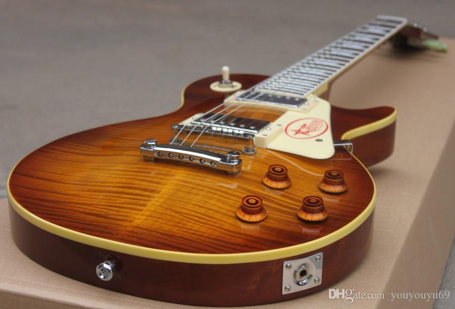 Custom factory new wholesale and retail best price custom tiger flame electric guitar