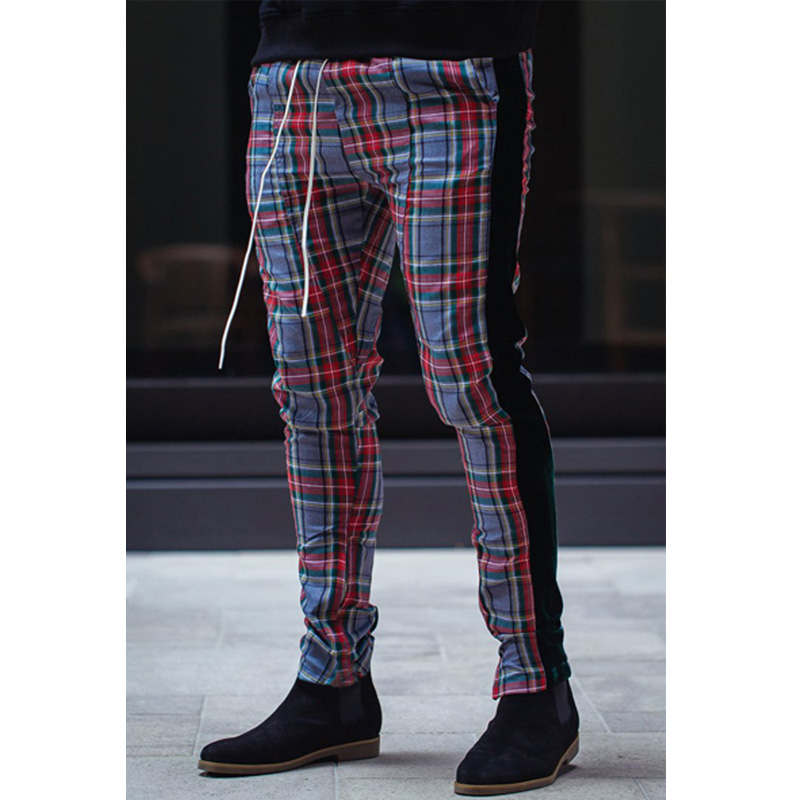 

Gym Mens Trousers Plaid Tracksuit Bottoms Skinny Joggers Sweat Track Pants Chinos Trousers Sexy Slim Fit Casual Pants Plus Size, Black