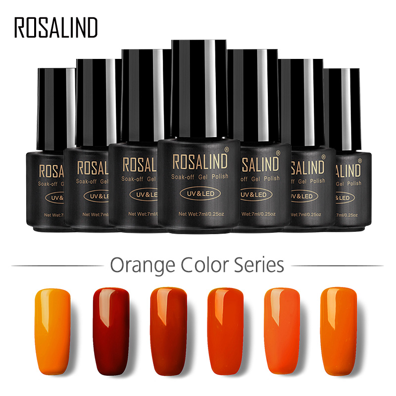 

ROSALIND Gel 1S Orange Color Series Gel Varnish 7ML Nail Art Manicure UV LED Semi Permanent Soak-Off Nail Polish, Ra2401