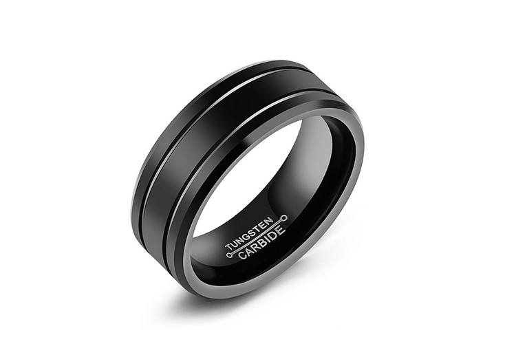 

2019 Fashion Cool Men Tungsten Carbide Rings Pure Tungsten Black Rings for Men Jewelry 8mm Wide Men Wedding Engagement Rings, Silver