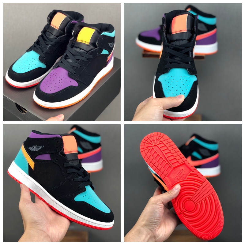2020 Designer 1 High OG Basketball Chaussures Mid bas GS Noir Mandarin Canard Formateurs Femmes Hommes Chaussures paniers zapatillas Chaussures Z