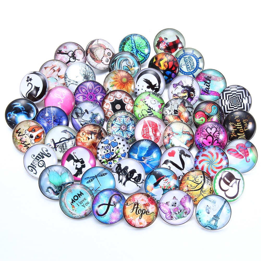 

High Quality Snap Jewelry Mixed 100pcs/lot 18mm Button 18mm Buttons 18mm Snap Button Jewelry Charms For Diy Jewelry Making