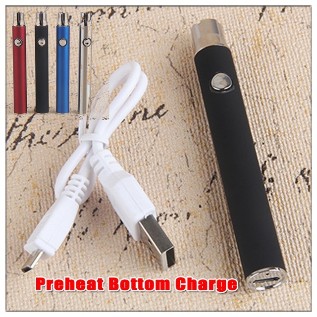 

5pcs LO Evod Battery Preheat VV Variable Voltage Vaper Pen eGo 510 Thread Micro USB Passthrough Bottom Charge 11.2mm 350mAh Battery