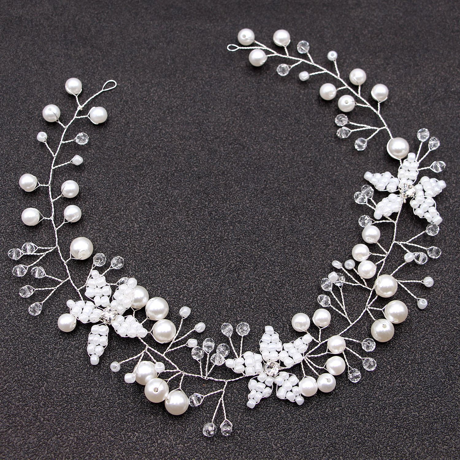 

Rippling Wheat Bride Headwear Manual Pearl A String Of Beads Soft Chain Hair Band Hair Decorate