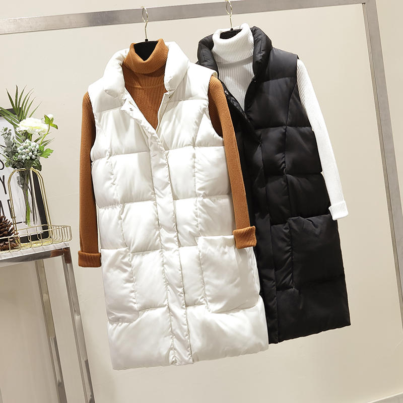 

Winter Down Cotton Vest Women Long Coat Colete Feminino Loose Waistcoat Female Jacket Sleeveless Jacket Women Vest Coats Q1808, Creamy-white vest