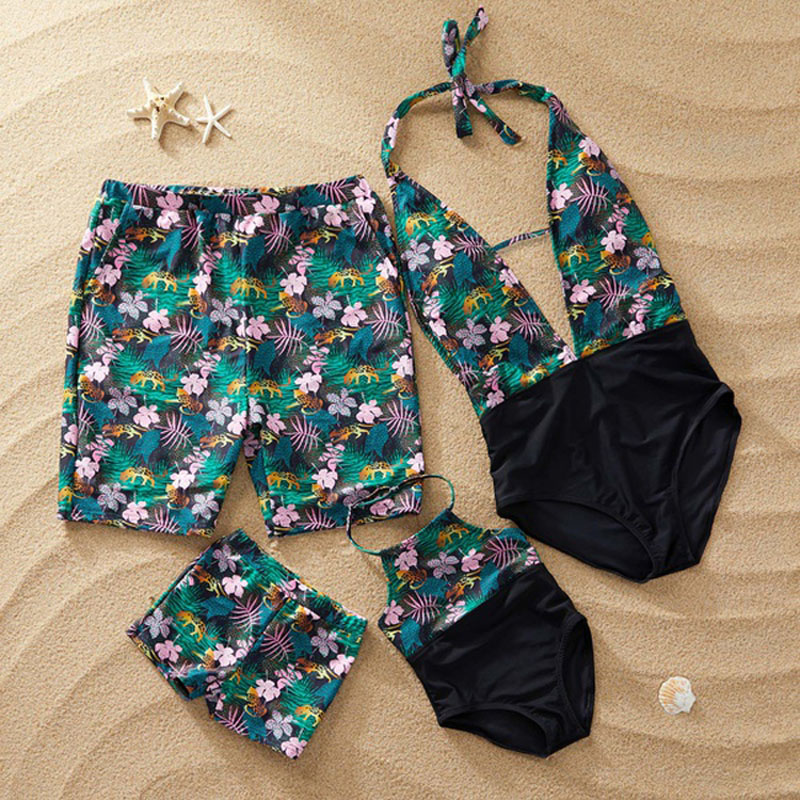 

Family Swimwear Leaf Print Swimsuit Mother Daughter Bath Suits Dad Son Swim Shorts Mommy Daddy And Me Matching Clothes Outfits, Boy 4t
