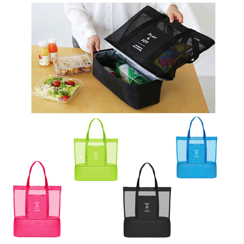 

Waterproof Dry Wet Depart Storage Bags Swimming Beach Bag Outdoor Lunch Bags Double Deck Thermal Insulated Lunch Box Tote Cooler Bag