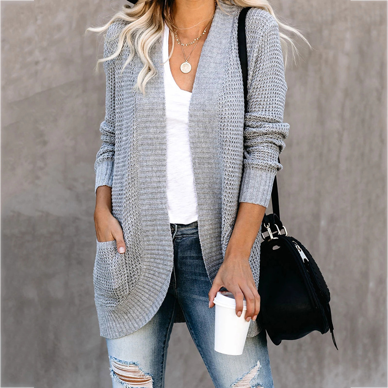 

Cardigan Long Fund Knitting Sweater Loose Women Sweater, Gray