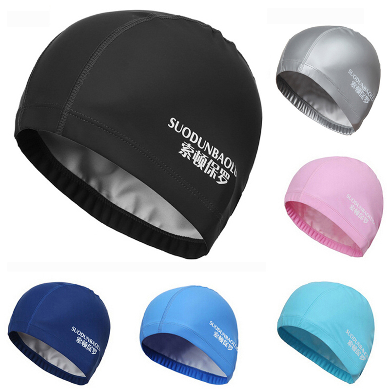 

New Elastic Waterproof Pu Fabric Protect Ears Long Hair Sports Swim Pool Hat Swimming Cap Free Size For Men & Women Adults