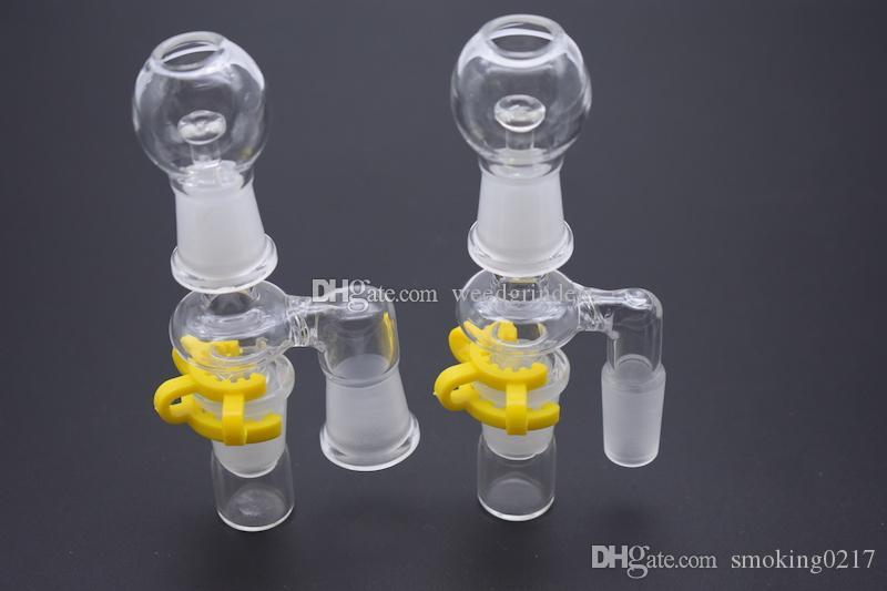 14mm 18mm male female Dropdown oil Reclaimer Glass Adapter with Glass Dome Nail Keck Clip for Glass Bongs Oil-image-538456054