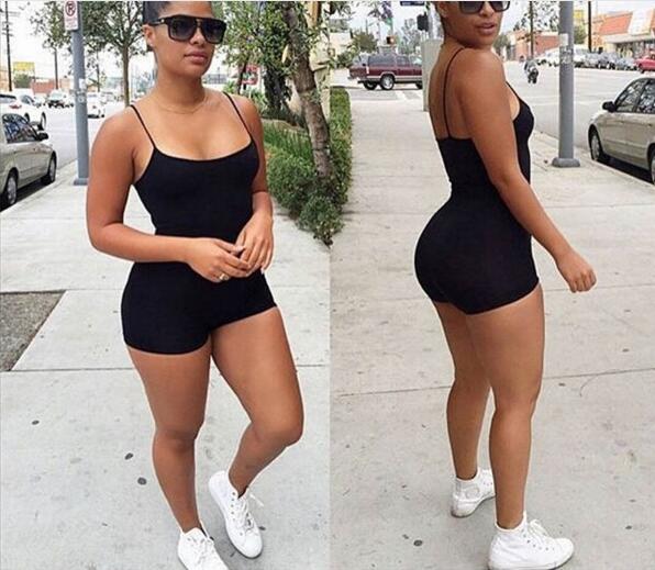 

2020 The New Lady Jumpsuit Plus Size And Romper for Women,Sexy Condole Super Short Playsuits Summer Solid Shorts Cotton Playsuit, Black
