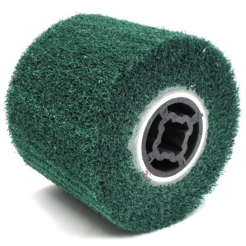 

HOT-120x100x19Mm P180 Non-Woven Nylon Flap Brush Satin Drawing Polishing Deburring Drum Wheel For Stainless Steel