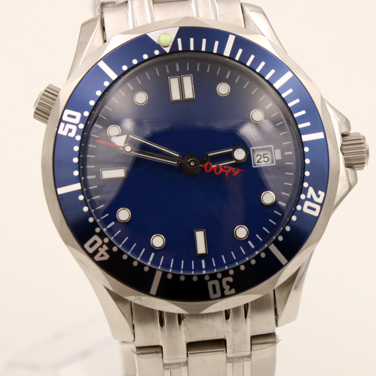 

New Mens Mechanical Professional 300m James Bond 007 Blue Dial Sapphire Automatic Watch Men's Men Watches self-wind watches Wristwatches, Blu