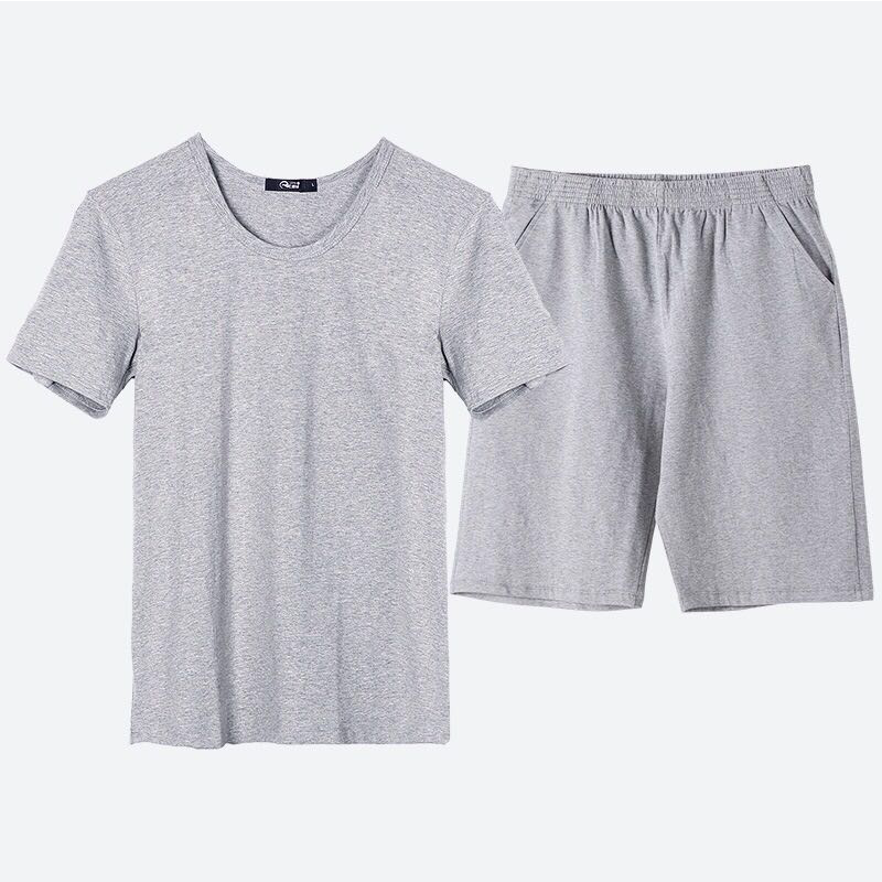 

2020 New Pajama Set Men sleepwear nightsuit Casual cotton nightwear Male pyjamas sets T-shirt + shorts Home Clothing sets Plus, Black