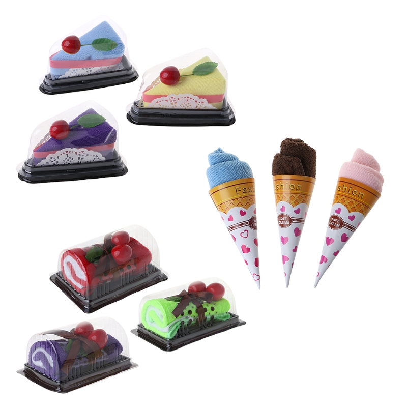 

Cherry Cake Sandwich Swiss Roll Shape Hand Towel Washcloth Wedding Party Gifts, Ice cream