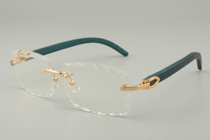 

blue wooden temple sunglass 8100915 with engraved colors lens and clear lens 56-mm