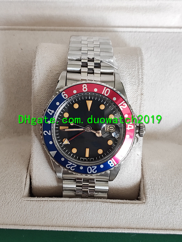 

BP Factory selling Luxury High Quality Watch 40mm Vintage GMT blue and red border black dial 1675 Mechanical Automatic Mens Watches