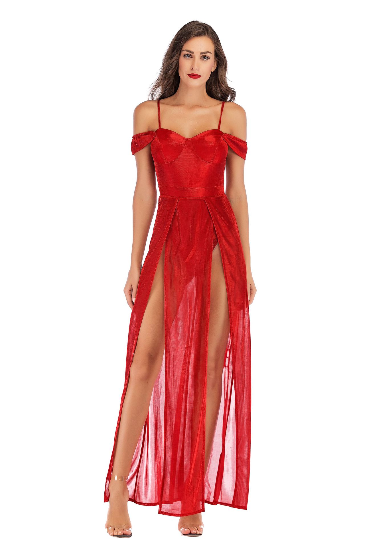 New sexy split sequined dress in European and American pop-up nightclubs-image-475532429
