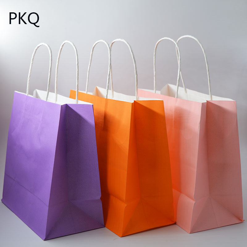 

20pcs DIY Multifunction paper bag with handles Festival gift bag High Quality shopping bags