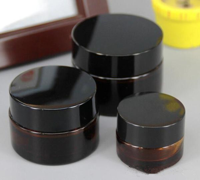 

vape 5ml Amber Glass wax container Jar Cream Bottles Round Cosmetic Jars Hand Face Packing Bottles 5g glass Jars