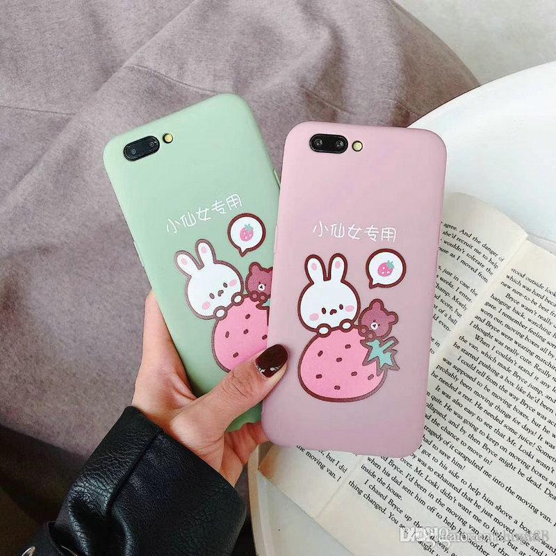 

Cute cartoon Strawberry rabbit phone case for iphone Xs max Xr X 7 7plus 8 8plus 6 6plus TPU silicone soft shell, Green