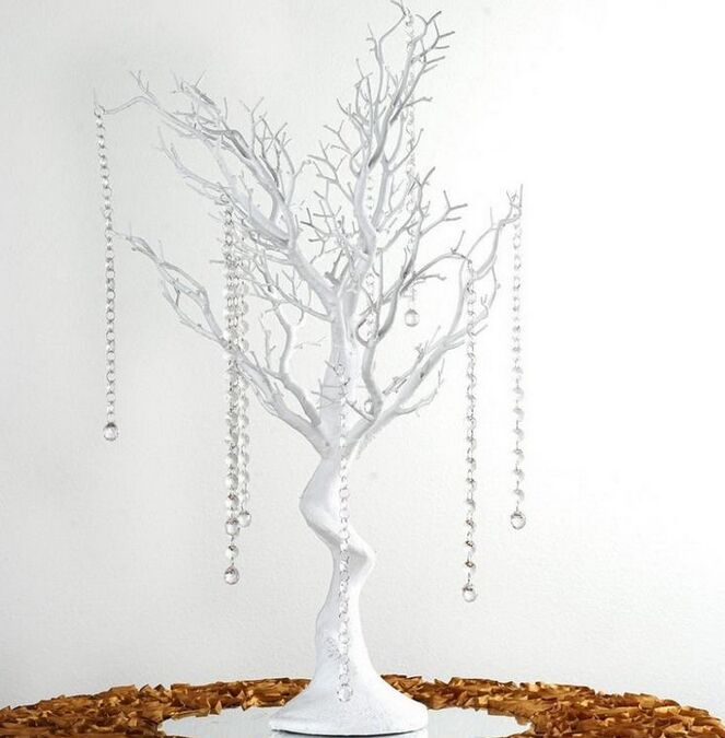 

30" Manzanita Artificial Tree White Centerpiece Party Road Lead Table Top Wedding Decoration +20 crystal Chains