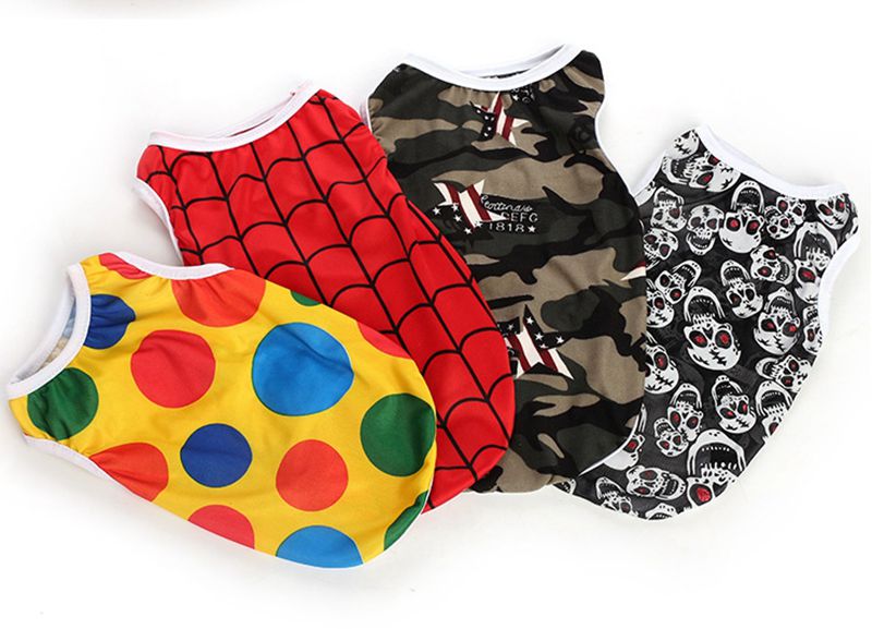 

Pet Dog Vests Polyester Breathable Small Dog T Shirts Printed Puppy Shirt Summer Dog Clothes Pet Apparel XS S M L XL LQPYW1137, As picture