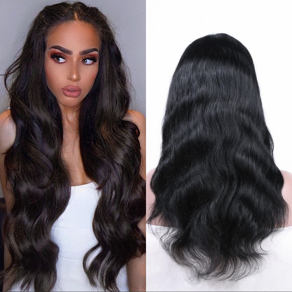 

Brazilian Human Hair Wigs Body Wave Lace Front Wig Natural Color Pre Plucked For Black Women