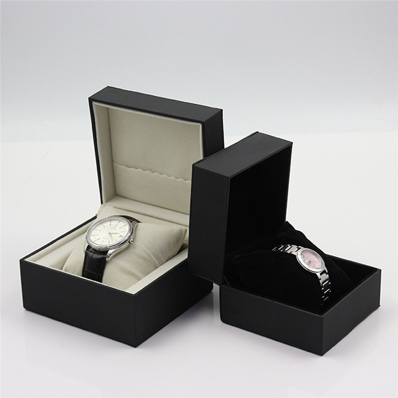 

Watch Box Black PU Leather Jewelry Storage Box with Pillow Single Slot Watch Gift Box for Men and Women, Black;blue