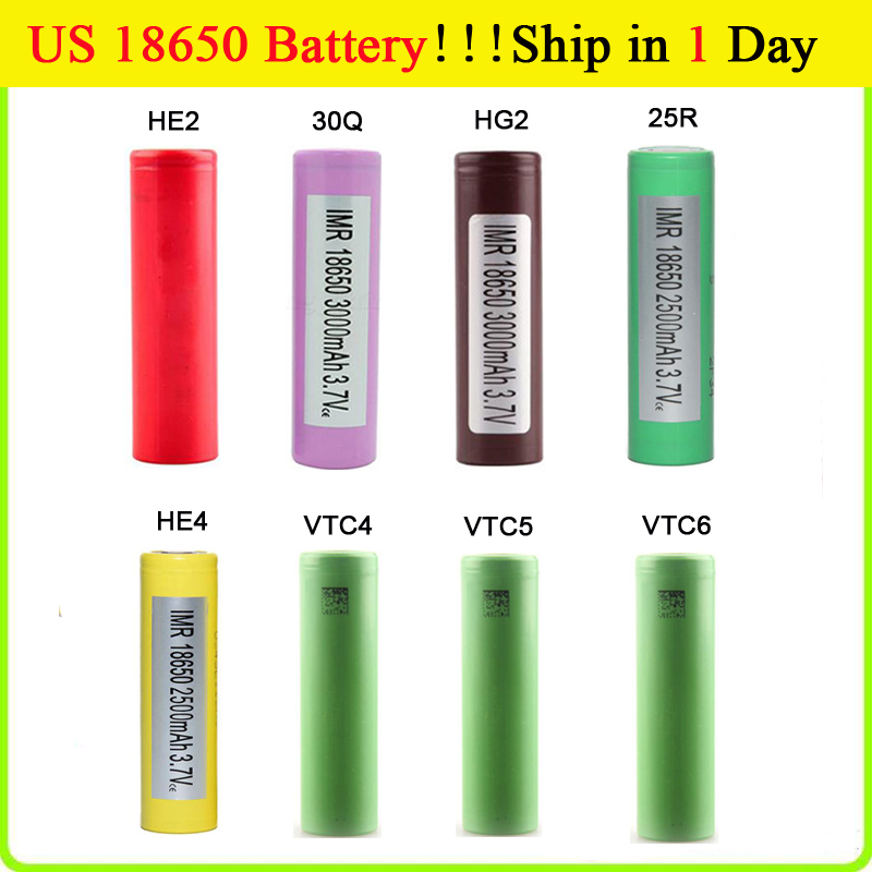 

100% High quality VTC4 2100mAh VTC5 2600mAh VTC6 3120mAh INR 25R 2500mah 30Q HG2 3000mAh He2 HE4 2500mAh 35A 18650 Rechargable battery EC002