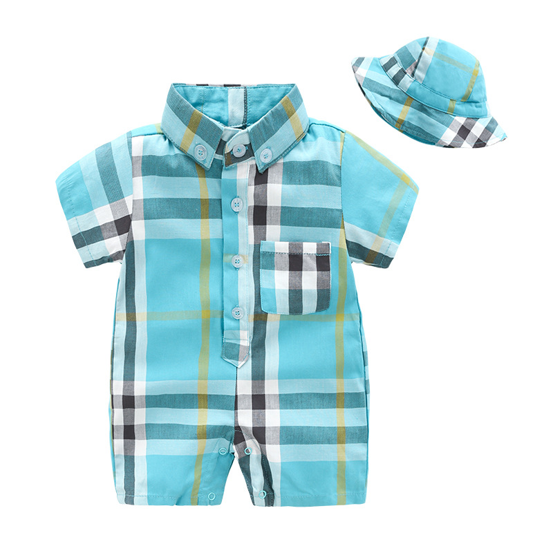 

New Cotton Baby Romper Baby Infant Boy Designer Clothes Summer Newborn Baby Boy Clothes Newborn Rompers+hat 2pcs/set Newborn Jumpsuit, As picture