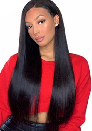 

2021 selling Lace Frontal Wig Pre Plucked Baby Hair 8"-24" Natural Color Remy Straight Human Wigs