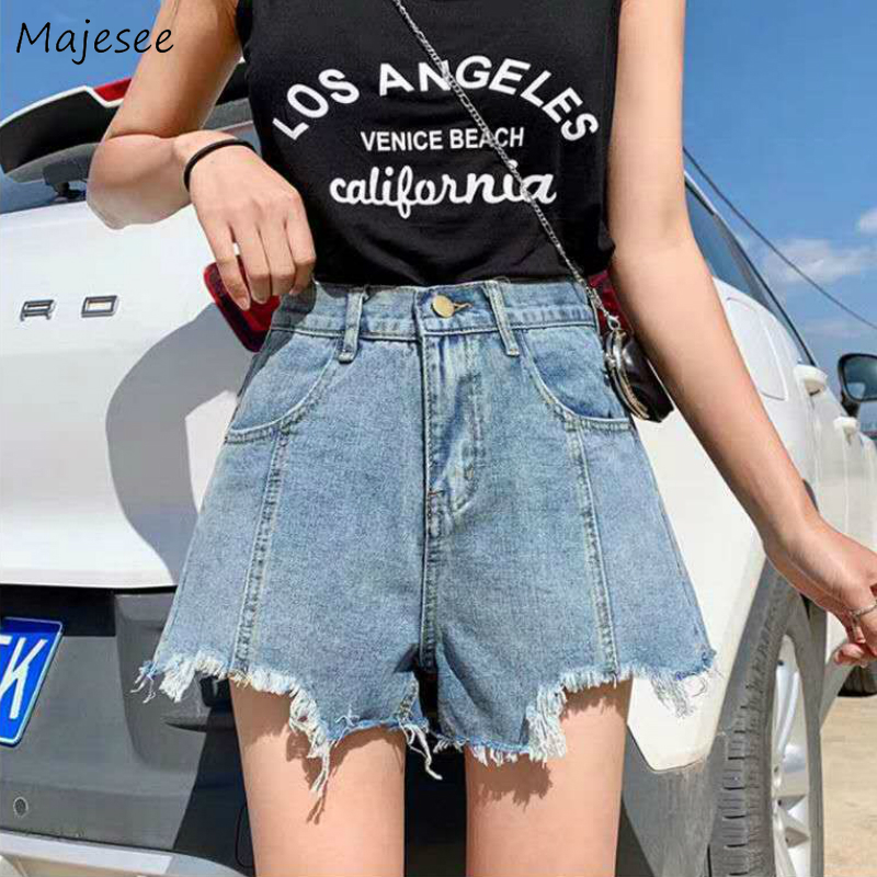 

Stylish Slim Shorts Womens Summer 2020 Students Chic Solid Denim Simple Office Ladies Hotpants Wide Leg All-match Blue New Short