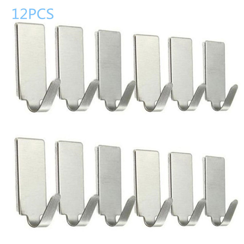 

6PCS Self Adhesive Home Kitchen Wall Door Stainless Steel Holder Hook Hanger @A