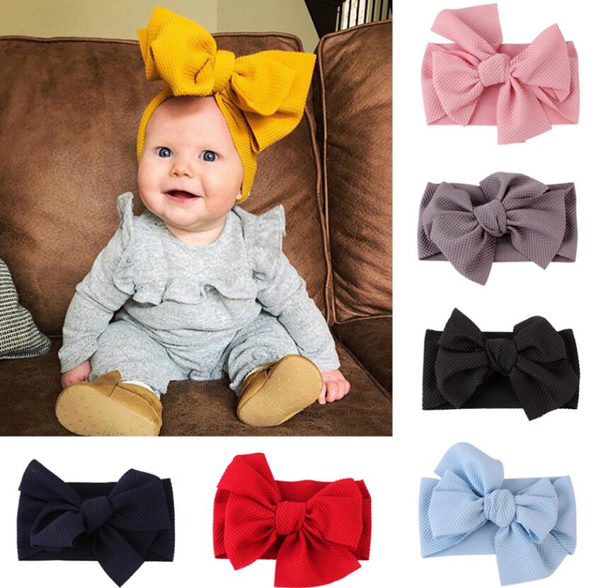 

Baby Girls Big bow Cross Headbands kids Hair Bowknot Elastic headwear Headdress hair band Headwrap Turban Knot Children Hair Accessories, 18 colors mixed