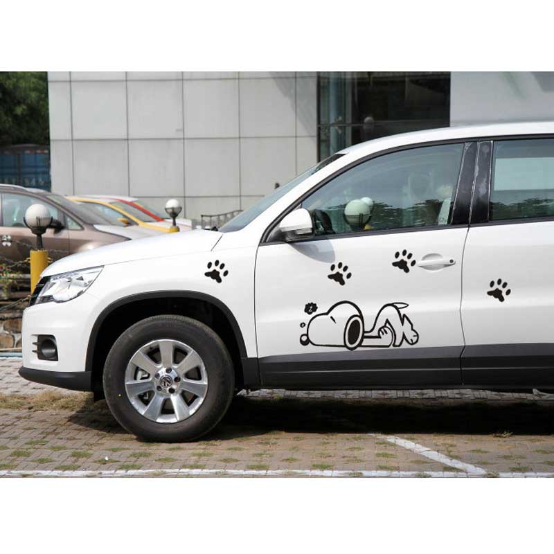 2PCS/Set Car Dog Paw Door Sideways Body Scratches Stickers-image-437279401
