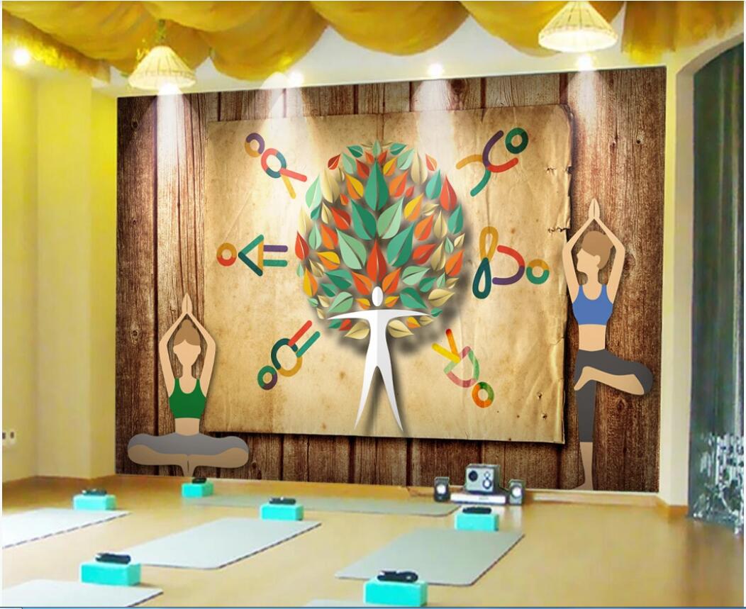 

3d wallpaper custom photo murals Vintage vintage yoga studio overalls background wall wallwallpaper for walls 3 d, Non-woven fabric