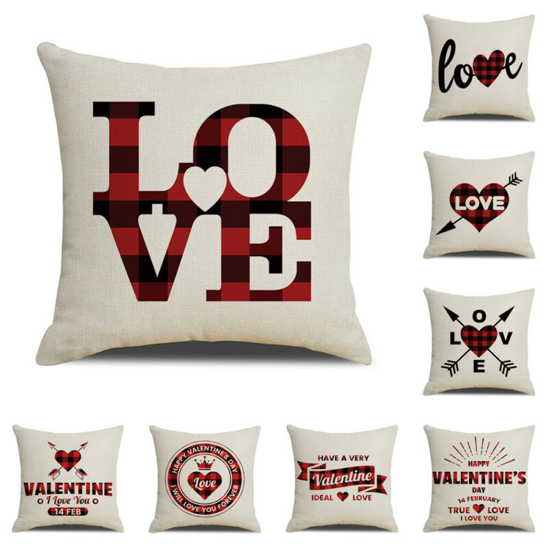 

1pc Cotton Linen Pillow Case Sofa Cushion Cover Home Decor for Valentine's Day Gift Cushion Cover Living Room Bedroom Home Decor