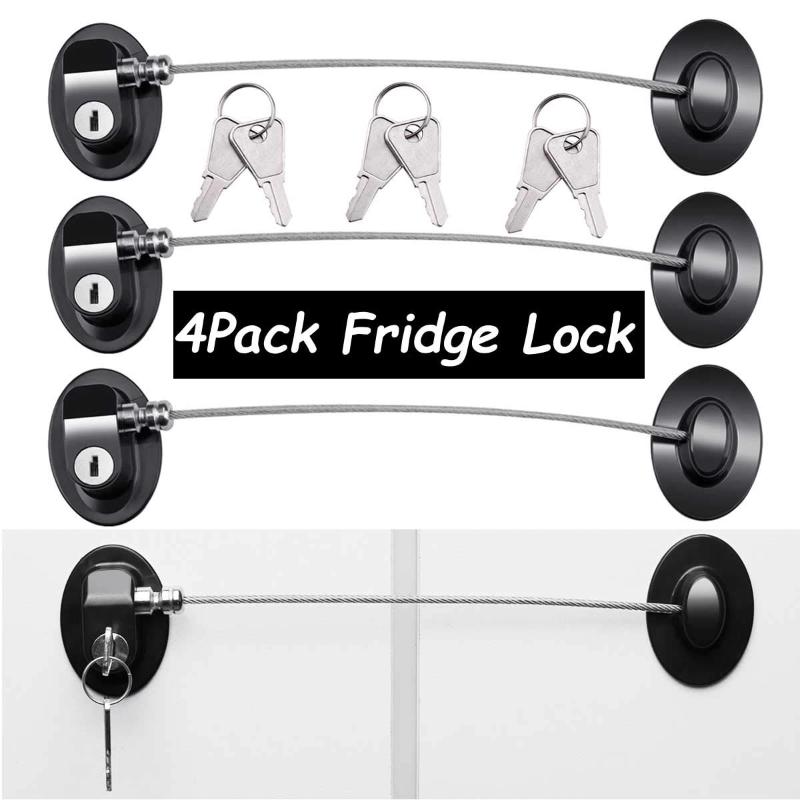 

Refrigerator Door Locks(4-Pack),Mini Fridge Lock, File Cabinet Lock, Drawer Lock for Cabinet, Child Safety Lock
