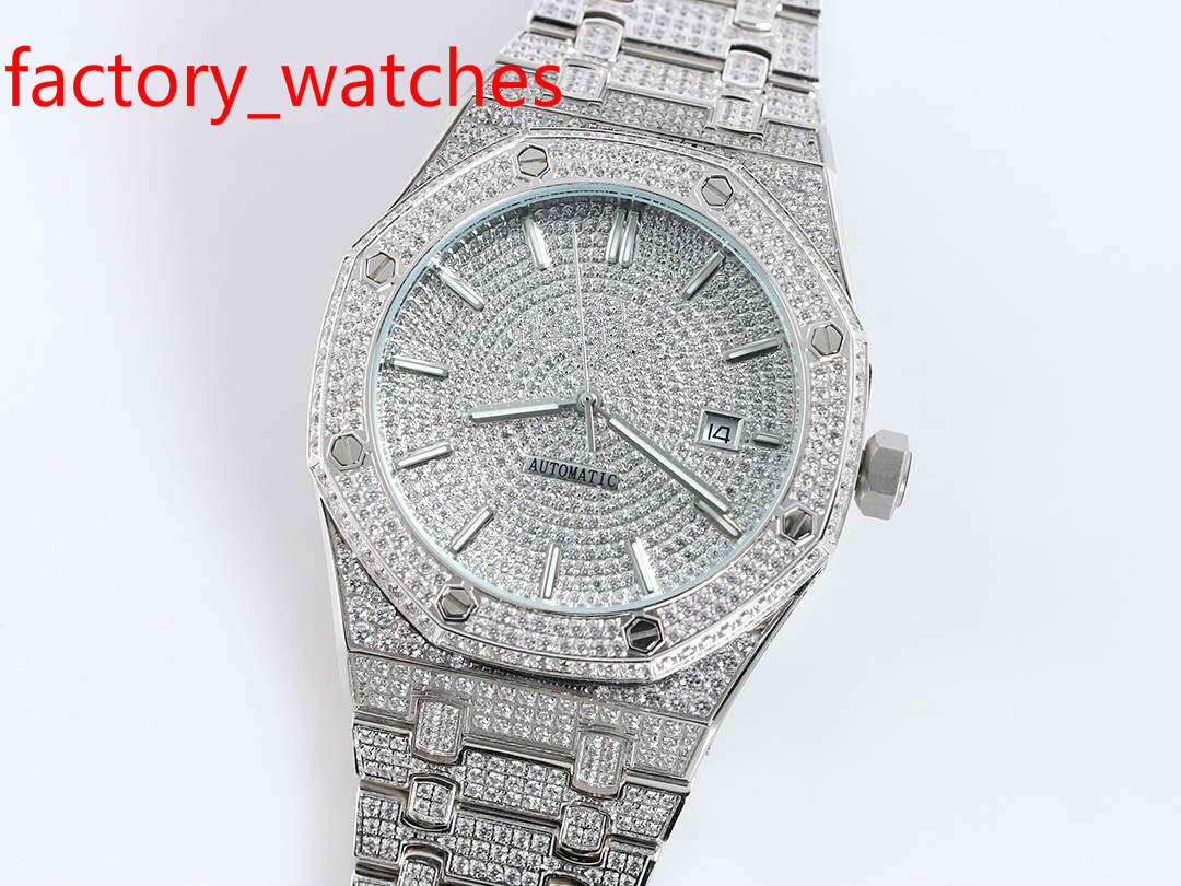 

15400 Diamond Watch Man Watch High Quality Iced Out Watch Automatic Movement Set Diamond Waterproof 42mm 316 Stainless Steel Sweep Move, Rose gold
