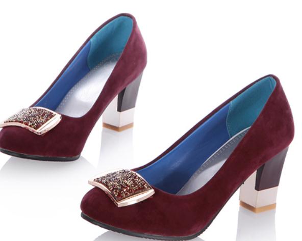 

2019 Women's shoes in Spring and Autumn with New style High heel Coarse heel round head Suede @269, Black